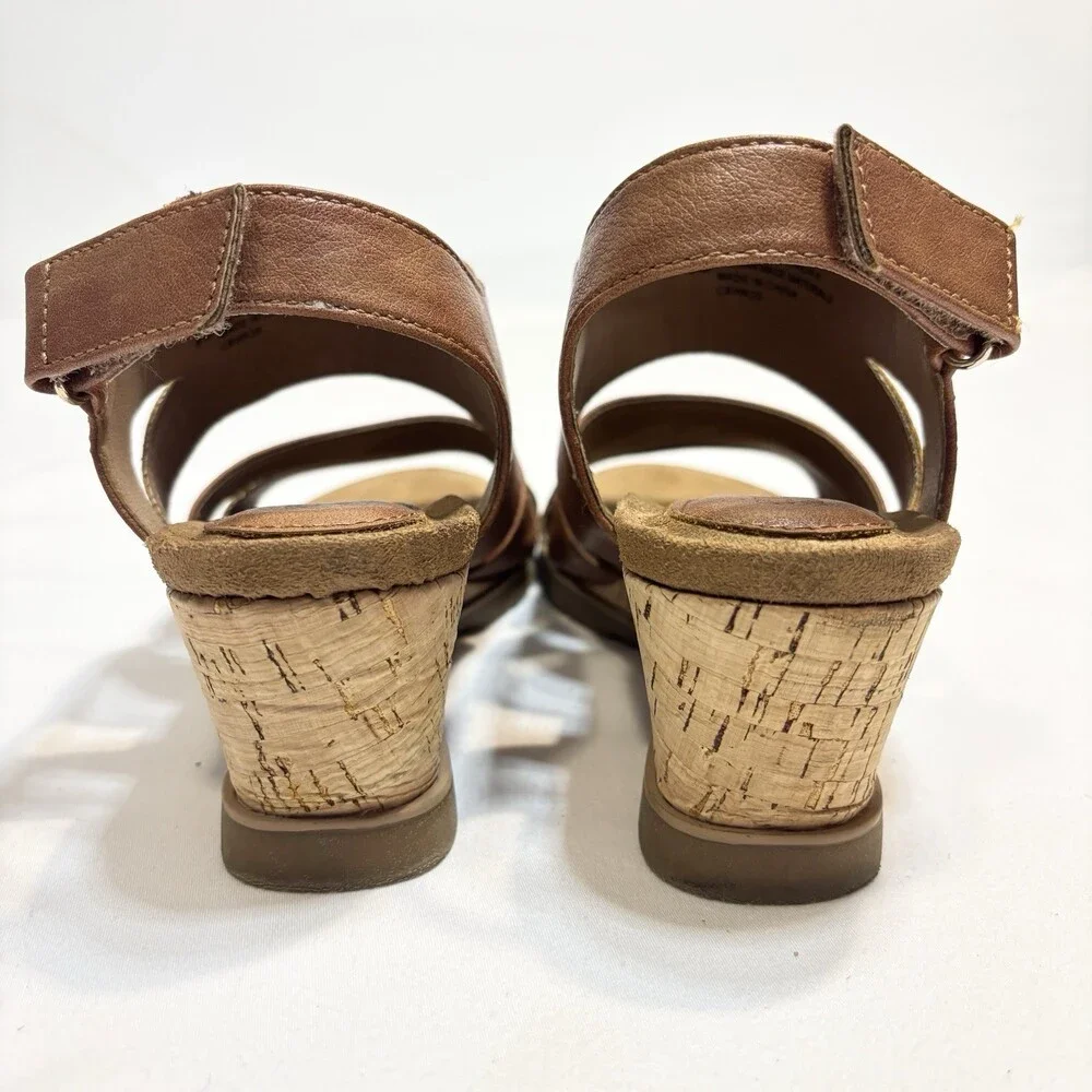 Eurosoft Sandra Brown Wedge Size 8 Womens Strappy Cork Sandals Shoes